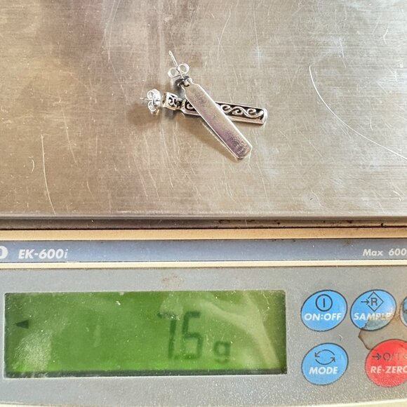 VTG Solid Sterling Silver 925 Scroll Design Dangle Earrings Size 1.5" Length - Picture 12 of 12